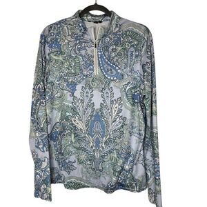 Acegolfs Women 1/4 Zip Pullover Paisley Athletic Top XL Golf Tennis Pickleball